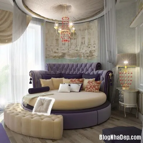 Phòng ngủ độc đáo với mẫu giường hình tròn
